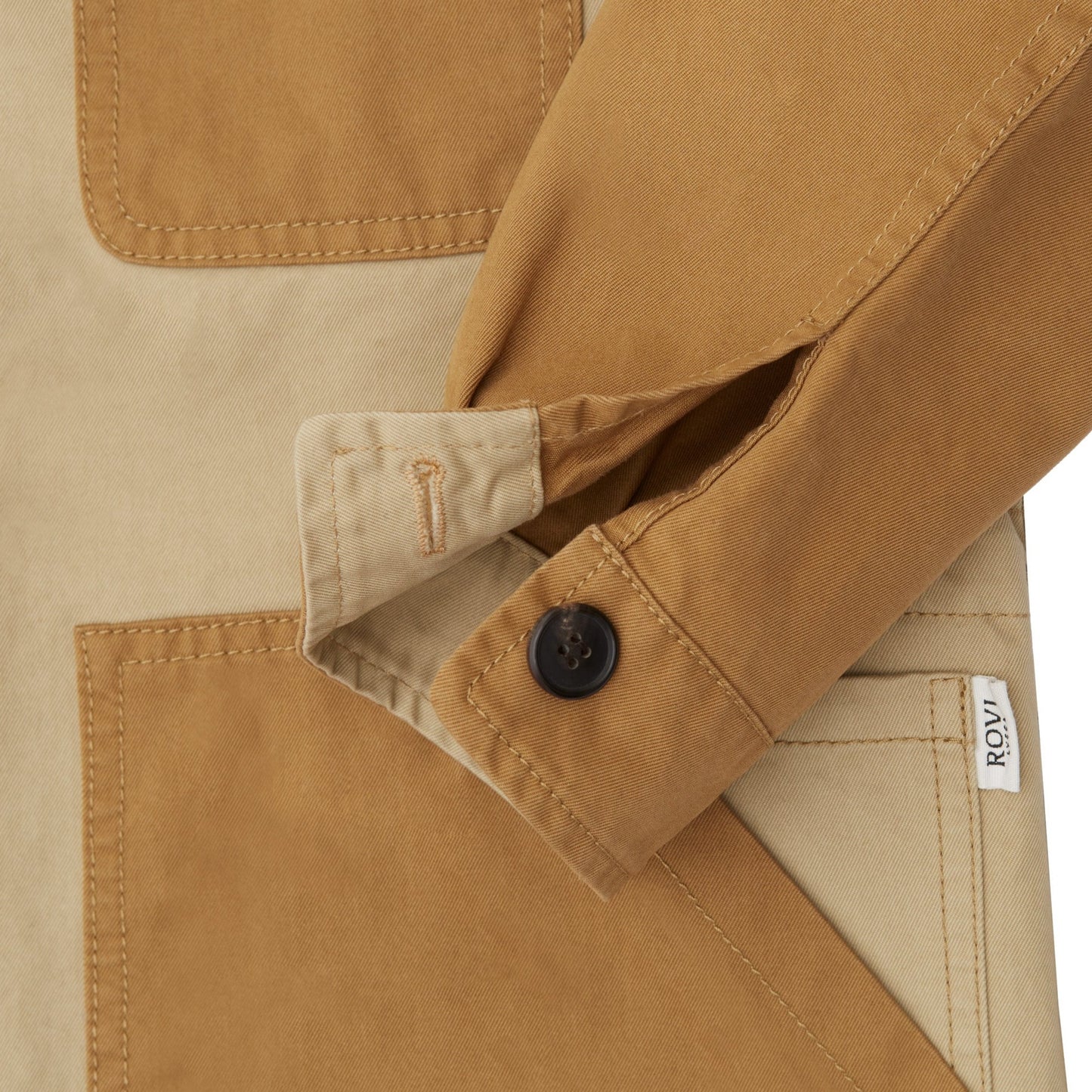Unlined Garden Patch Jacket in Beige and Grain Cotton Twill