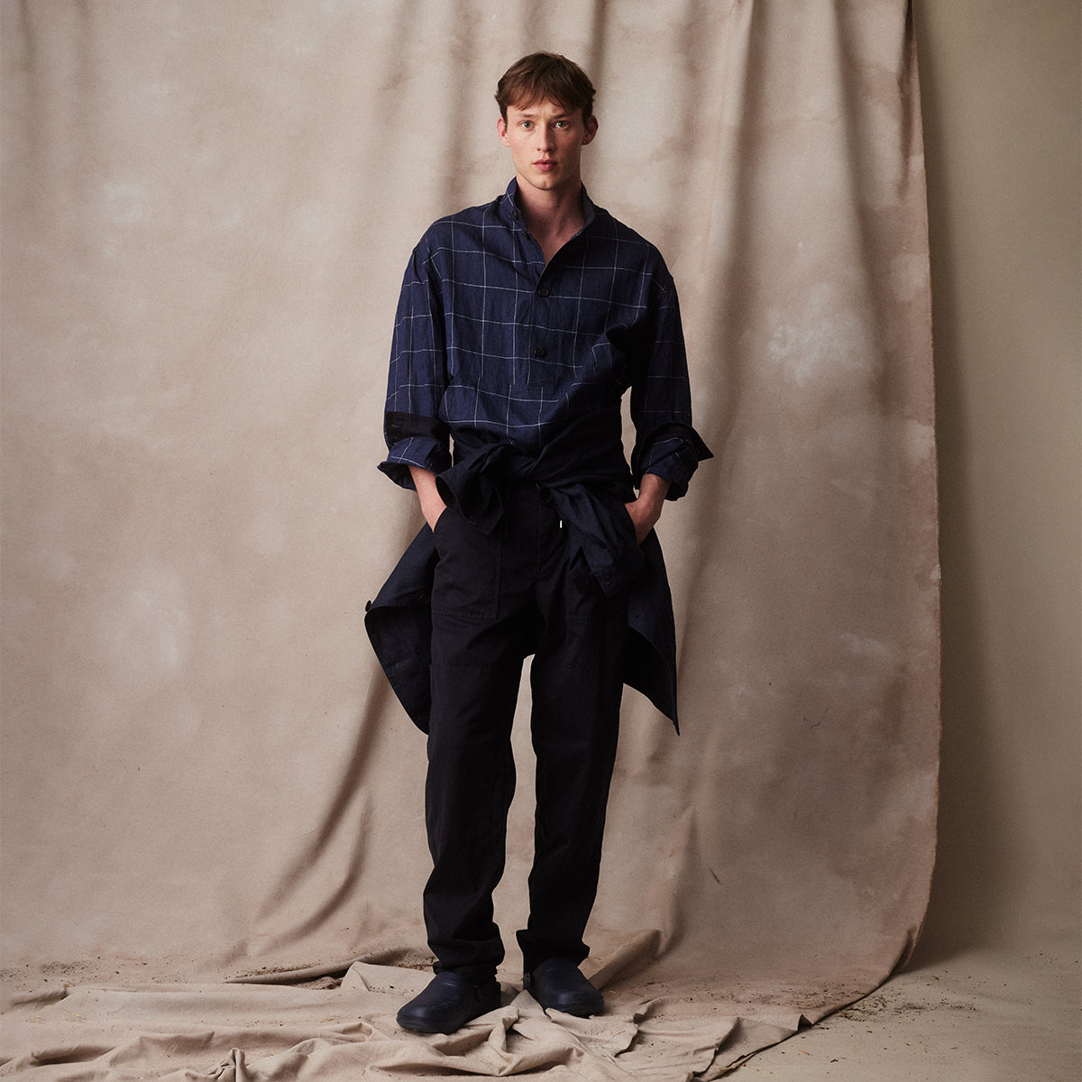Garden Blazer, Checked Anorak & Cotton Drill Pants in Navy