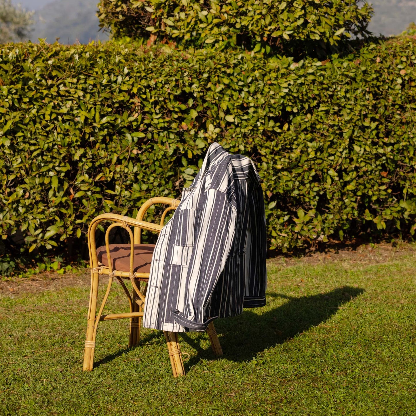Unlined Garden Jacket in Navy and Off-White Stripe