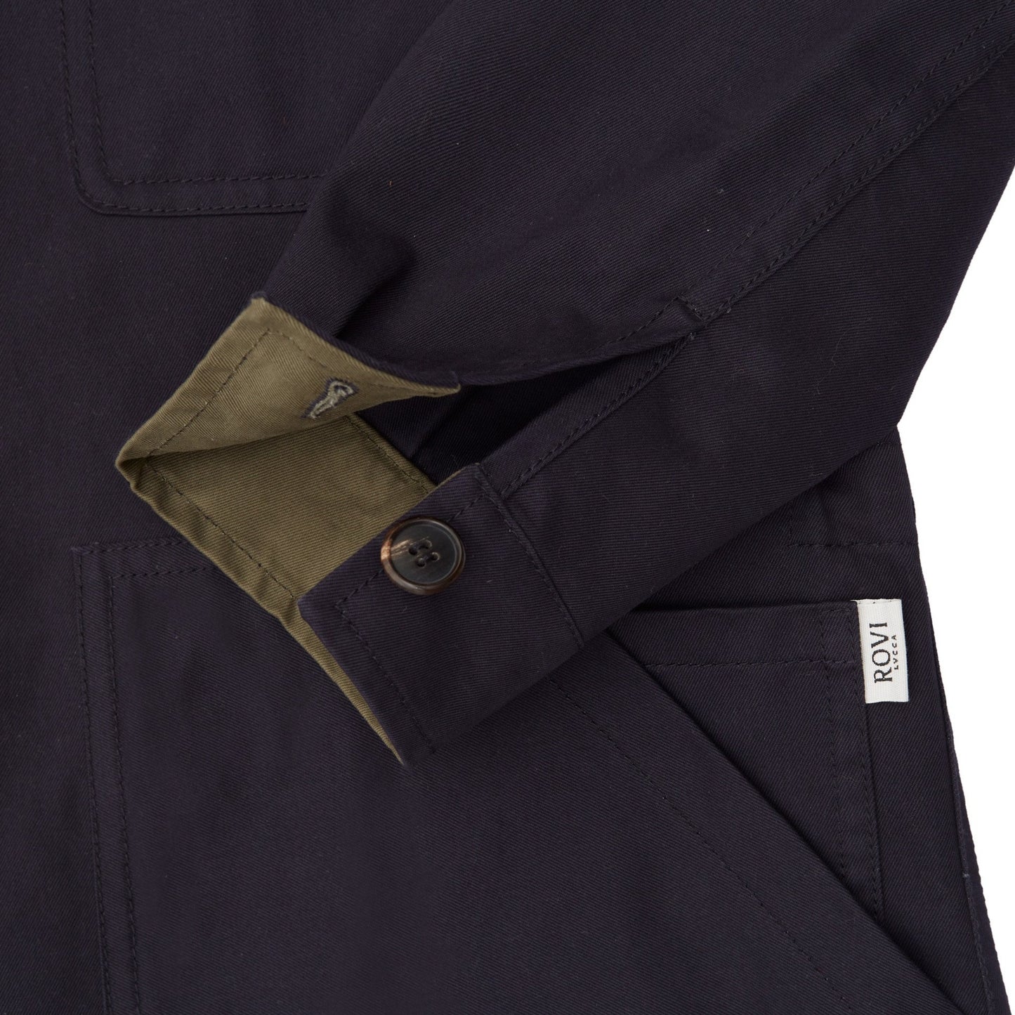 Unlined Garden Jacket in Navy and Green Cotton Twill
