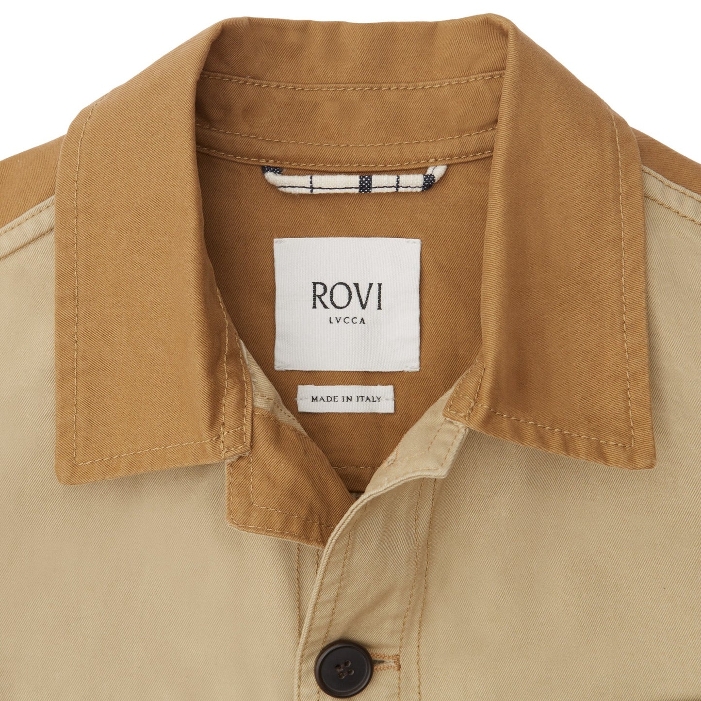 Unlined Garden Patch Jacket in Beige and Grain Cotton Twill