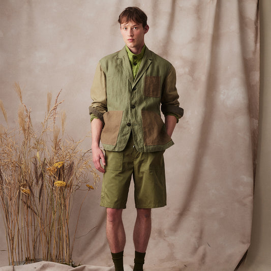 Garden Blazer in Prairie Linen with Contrasting Sage and Rope Details