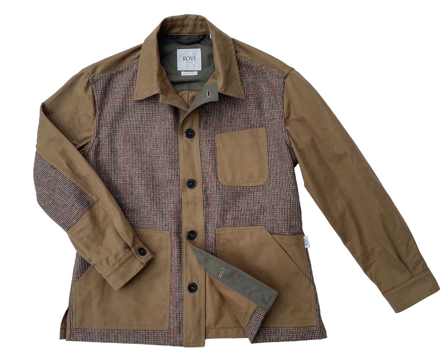 Garden Jacket in Drab and Lovat in 100% Cotton Twill & Shetland Wool