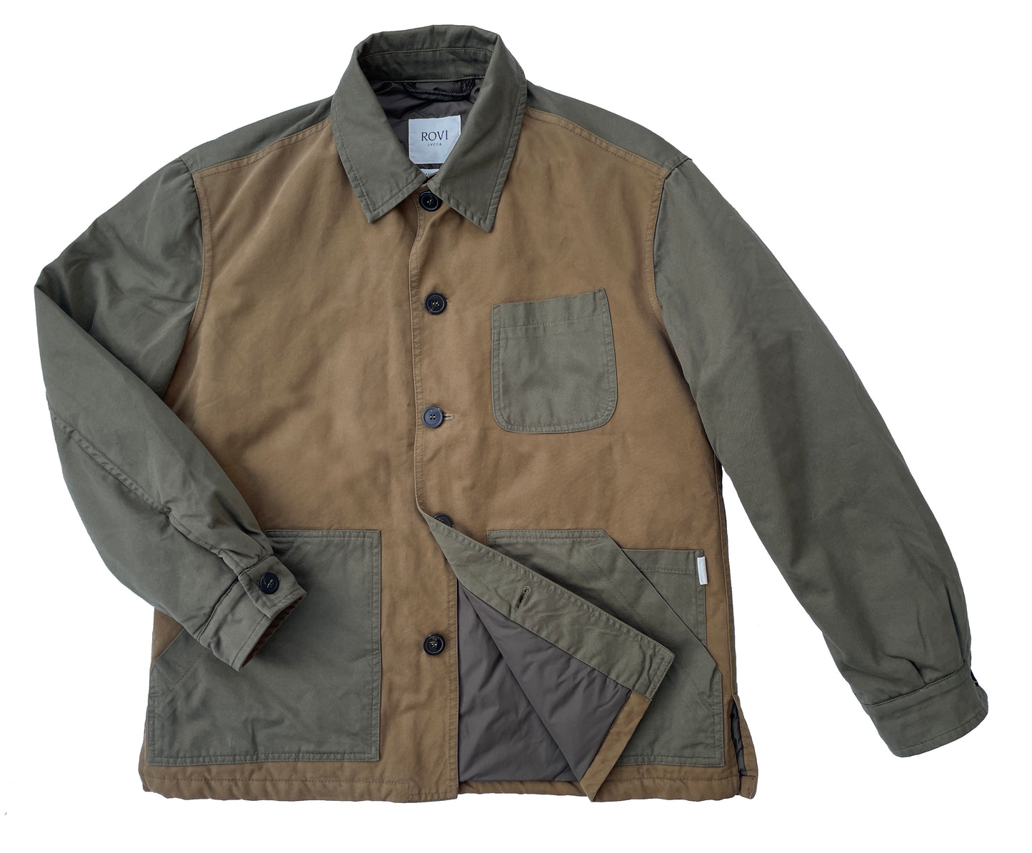 Drab and Lovat Quilted Patch Garden Jacket in 100% Cotton Twill & Lined with Brown Nylon